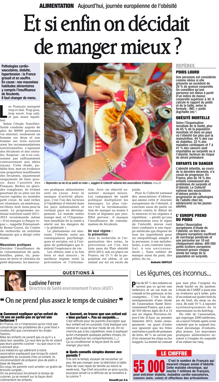 DAUPHINE LIBERE 23052013 ENQUETE ALIM PAGE FRANCE- BD